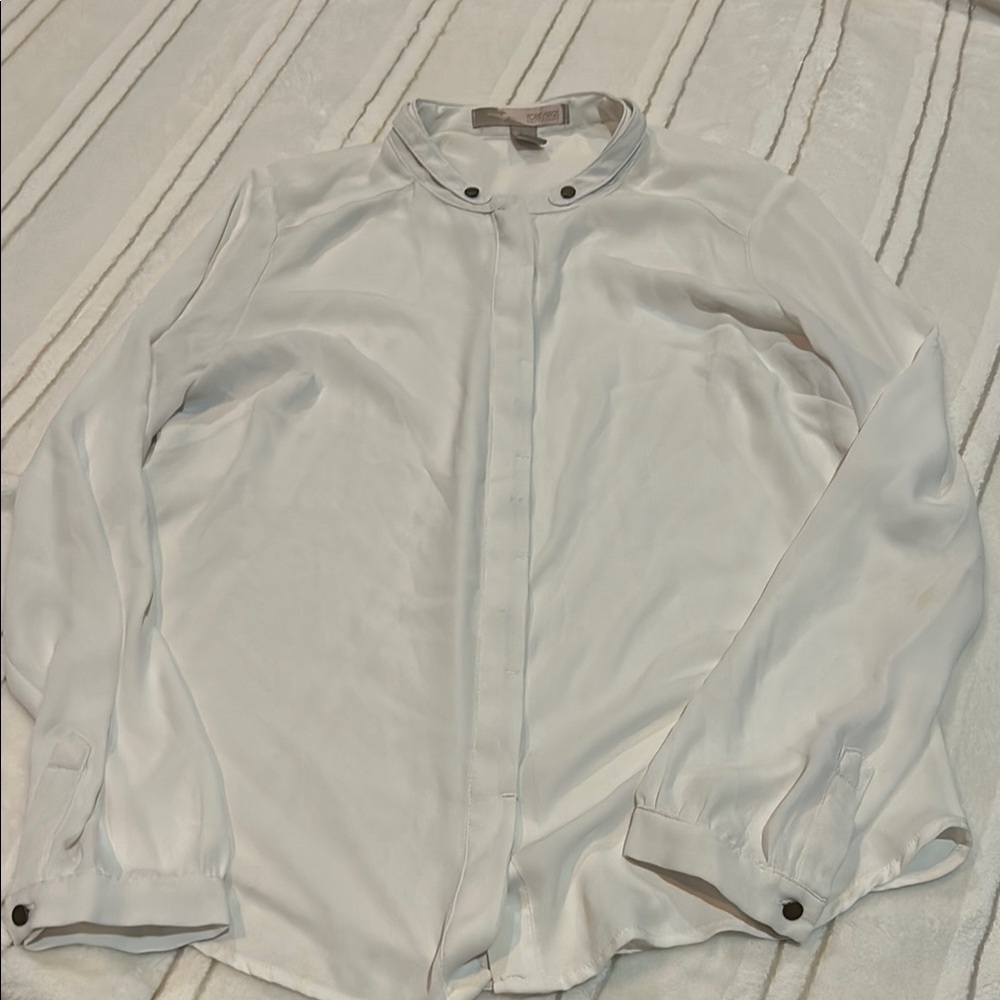 White Dress Shirt with Hidden Button Up
